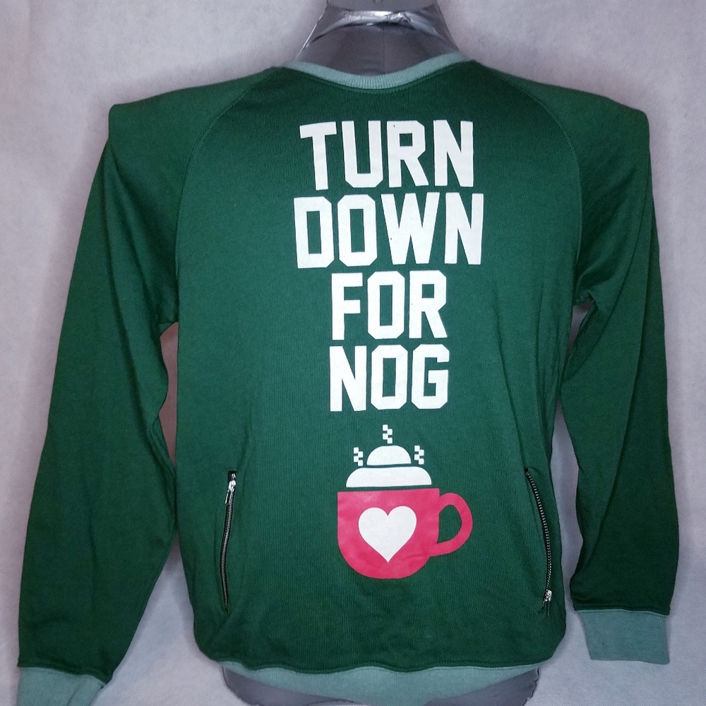 Doe Large Turn Down For Nog Green Sweatshirt Zippe